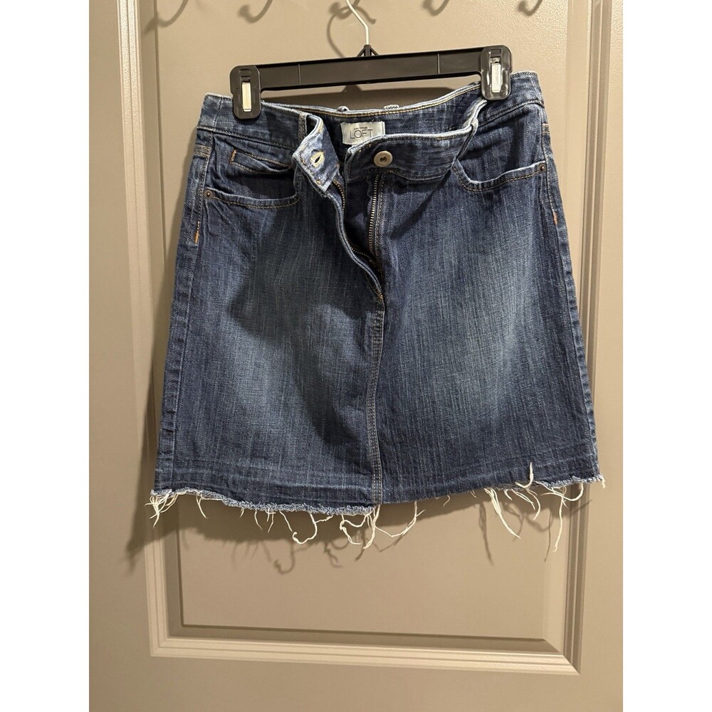 EUC LOFT Jean Mini Skirt Size 12 Dark Wash